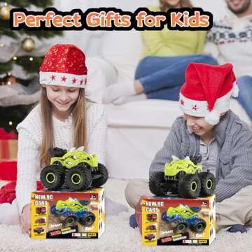 ScharkSpark Remote Control Car, 2.4GHz Monster Trucks for Boys Girls with Light, Sound & Spray, Stunt Car Toys Gift for Kids 3 4 5 6 7 8, 4WD All Terrain RC Cars for Toddlers with 2 Batteries