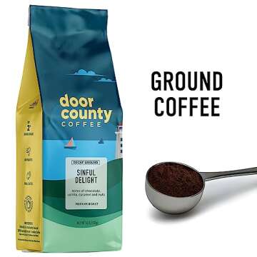 Door County Coffee - Sinful Delight DECAF, Chocolate, Vanilla, Caramel & Hazelnut Ground Coffee 283g