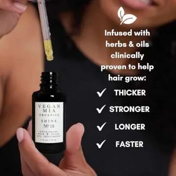 Vegan Mia USDA Organic Rosemary Oil for Hair Growth with Castor Oil & More - Scalp Oil Treatment & Intense Nourishment to Get Healthier, Thicker & Shiny Hair Naturally, 1 fl oz Bottle