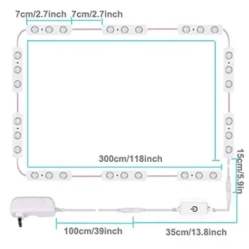 10ft LED Vanity Mirror Lights - Dimmable & Easy Install