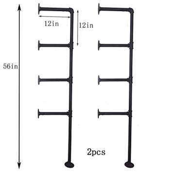 Industrial Retro Wall Mount Iron Pipe Shelf Hung Bracket Diy Storage Shelving Bookshelf (2 pcs)