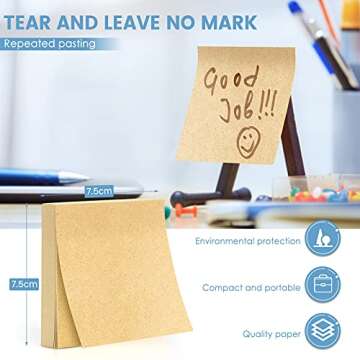 Eagle Sticky Notes, 3”x 3”, Color Self-Stick Note Pads, 4 Pads, Adhesive Note Pads for Office, S...