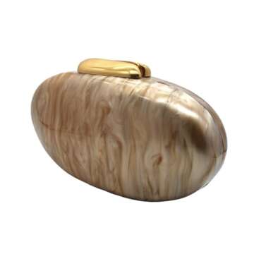 DEBIMY Shell Acrylic Evening Clutch Purse for Women Egg Shape Acrylic Handbags Oval Wedding Party Sh...