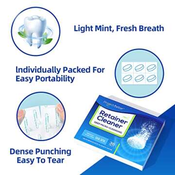 PROJECT BETTER Retainer Cleaner Tablets & Denture Cleaning Tablets for Dental Appliances and Night &...