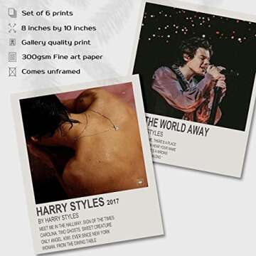 IZOOMIHOME Harry's Poster, Album Cover Posters Limited Edition, Music Posters (Set of 6, 8in x 10in, Unframed)