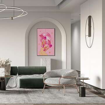 Osdfem Vintage Disco Ball Poster Pink Cowgirl Boots Preppy Wall Art Funky Cowboy Boots Art Pink Room Aesthetics Girly Wall Decor Girls Room Bedroom Living Room Bar Cart 12x16 Unframed