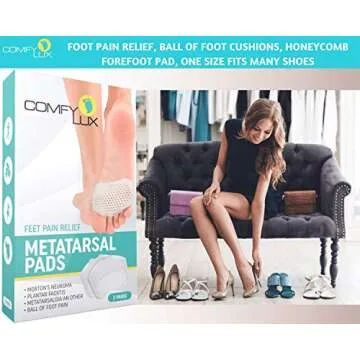 COMFYLUX Metatarsal Pads for Women - Ball of Foot Cushions, Pain Relief, Unisex