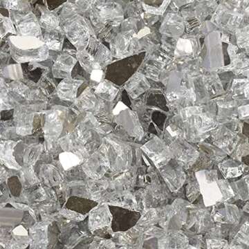 High Luster, 1/2" Reflective Tempered Fire Glass in Diamond Starlight, 10 Pound Jar, by Celestial Fi...