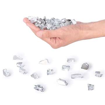 High Luster, 1/2" Reflective Tempered Fire Glass in Diamond Starlight, 10 Pound Jar, by Celestial Fire Glass