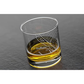 Well Told Engraved Buffalo New York Map Rocks Glass - Old Fashioned Whiskey Glass (11 oz, Clear)