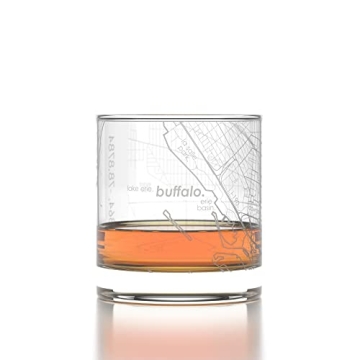 Engraved Buffalo NY Map Rocks Glass for Whiskey Lovers