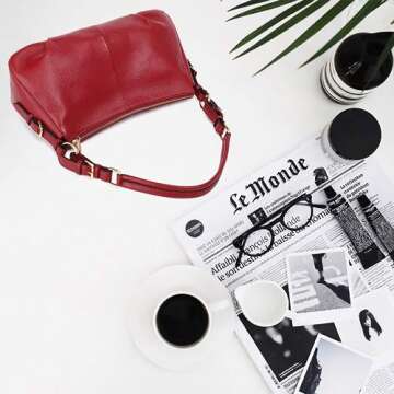 Kattee Soft Leather Hobo Bag for Women Genuine Top Handle Handbags Vintage Shoulder Purses (Red)