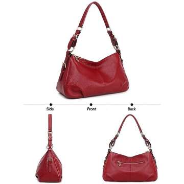 Kattee Soft Leather Hobo Bag for Women Genuine Top Handle Handbags Vintage Shoulder Purses (Red)
