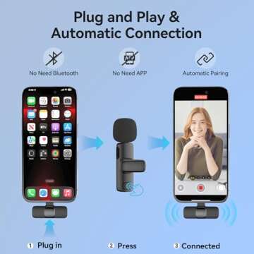 Oraolo USB-C Mini Wireless Lavalier Microphone for iPhone Android, 2 Pack Professional Lapel Mics fo...