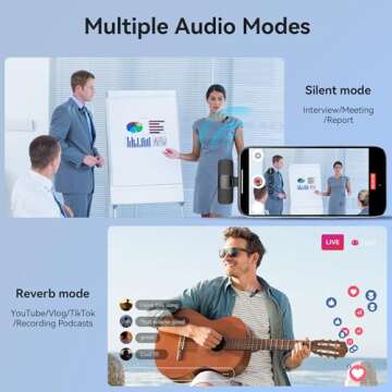 Oraolo USB-C Mini Wireless Lavalier Microphone for iPhone Android, 2 Pack Professional Lapel Mics for Recording, Clip-on Mic with Noise Reduction, Lav Mic for Interview TikTok Vlog YouTube