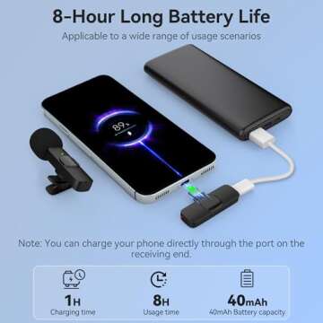 Oraolo USB-C Mini Wireless Lavalier Microphone for iPhone Android, 2 Pack Professional Lapel Mics for Recording, Clip-on Mic with Noise Reduction, Lav Mic for Interview TikTok Vlog YouTube