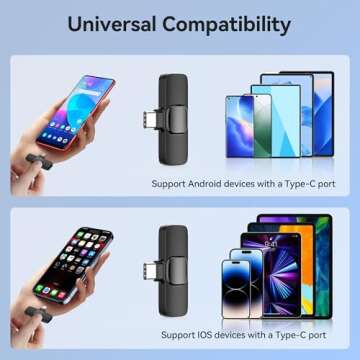 Oraolo USB-C Mini Wireless Lavalier Microphone for iPhone Android, 2 Pack Professional Lapel Mics for Recording, Clip-on Mic with Noise Reduction, Lav Mic for Interview TikTok Vlog YouTube