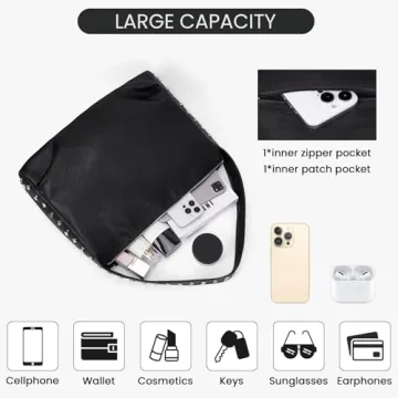 GETERUUV Hand Studded Hobo Bag for Women