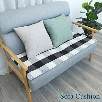 LEVINIS Kitchen Runner Rugs - Black and White Retro Lattice Sofa Cushion & Area Rug - Washable Hand-Woven Buffalo Checkered Floor Rugs for Laundry/Kitchen/Bathroom/Bedroom, 23.6'' x 70.8''