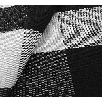 LEVINIS Kitchen Runner Rugs - Black and White Retro Lattice Sofa Cushion & Area Rug - Washable Hand-Woven Buffalo Checkered Floor Rugs for Laundry/Kitchen/Bathroom/Bedroom, 23.6'' x 70.8''