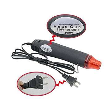 Mini Heat Shrink Gun, Portable Hot Air Gun for DIY Craft Embossing Shrink Wrapping Drying Paint, 300W Multi Function Electrical Heat Tool (with Heat Shrink Tube)