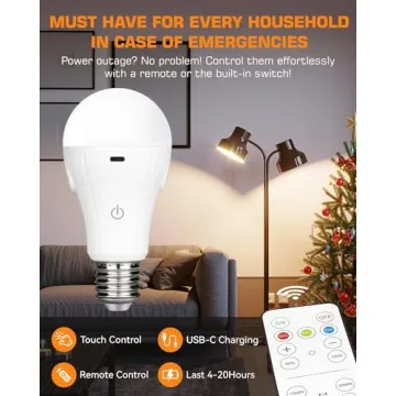 BoRccdit CordlessGlow Rechargeable LED Bulb with Remote