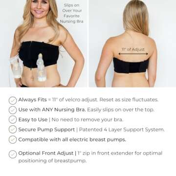 Hands-Free Pumping Bra for Breastfeeding Moms - Comfortable & Adjustable - L+
