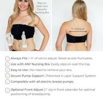 Hands-Free Pumping Bra for Breastfeeding Moms - Comfortable & Adjustable - L+