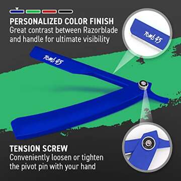 Tomb 45 Triple Cartridge Razor Holder | Disposable Razor Safety Handle For Barbers | 100% Metal Grip & 3 Adjustable Blade Exposure Options For Shaving (Black)