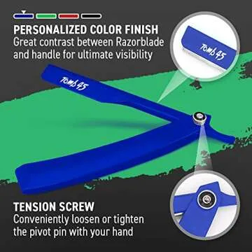 Tomb 45 Triple Cartridge Razor Holder | Disposable Razor Safety Handle For Barbers | 100% Metal Grip & 3 Adjustable Blade Exposure Options For Shaving (Black)