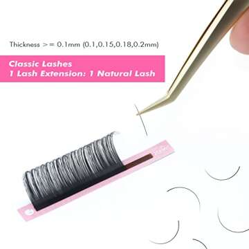 ALLOVE Cashmere Eyelash Extension Classic Lash Extensions 0.07 D Curl 15-20mm Mixed Tray Individual Volume Lash Extensions Lash Trays for Lash Extensions Supplies Single Eyelash Extensions