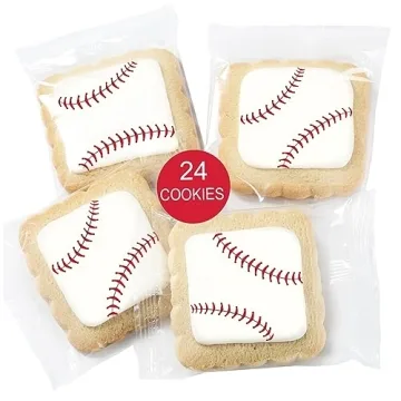 Kosher Vanilla Baseball Cookies 24 Pack Party Favors