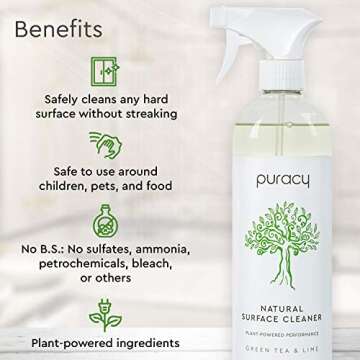 Puracy Natural Everyday Household All Purpose Cleaner, 99.96% Plant-Based Cleaning Spray, Kitchen and Countertop Multisurface Cleaner, 25 Fl Oz (2-Pack)