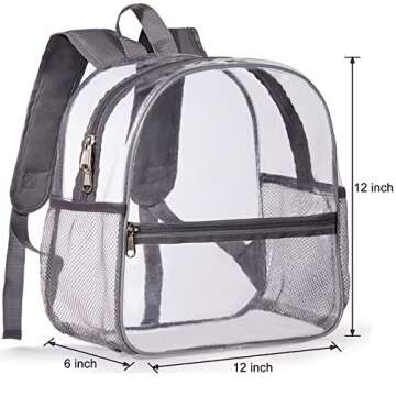 ZJIE Clear Mini Backpack 12x12x6 Stadium Approved, Transparent Backpack See Through Backpack for Con...