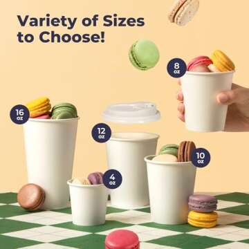 Fit Meal Prep 100 Pack 8 oz Disposable Coffee Cups with Lids, Premium Paper To Go Coffee Cups, Leak ...