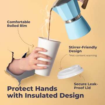 Fit Meal Prep 100 Pack 8 oz Disposable Coffee Cups with Lids, Premium Paper To Go Coffee Cups, Leak Proof Hot Coffee Cups with Lids for Travel, Office, Hot/Cold Beverages (White Lids)