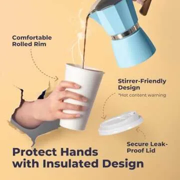 Fit Meal Prep 100 Pack 8 oz Disposable Coffee Cups with Lids, Premium Paper To Go Coffee Cups, Leak Proof Hot Coffee Cups with Lids for Travel, Office, Hot/Cold Beverages (White Lids)