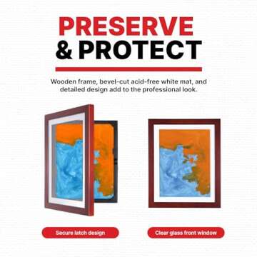 Dynamic Frames Li’l Davinci Art Cabinet, Stores up to 50 Pieces of 8.5 x 11 inch Art, Outer Wooden Frame Dimensions 11.75 x 14.75 inches, Changeable Kids Art Frame, Front Opening, Cherry