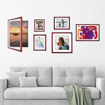 Dynamic Frames Li’l Davinci Art Cabinet, Stores up to 50 Pieces of 8.5 x 11 inch Art, Outer Wooden Frame Dimensions 11.75 x 14.75 inches, Changeable Kids Art Frame, Front Opening, Cherry