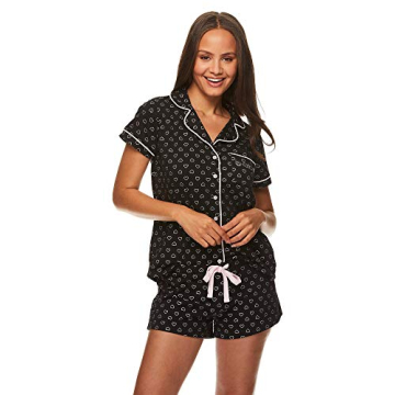 bebe Womens Pajama Set Button Down Shirt Shorts Sleepwear