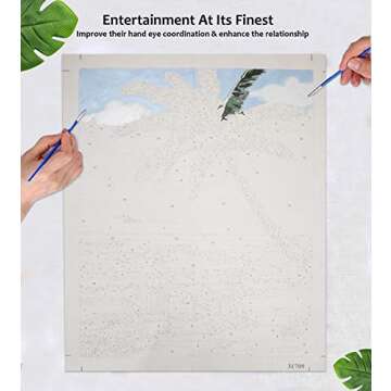 RMANA Acrylic Paint by Number Landscape On Canvas Art for Beginner Adults Students Teens Painting by Numbers DIY Arts Crafts Numero Advanced Abstract Sunny Beach Palm Tree Colorful Box Christmas Gift