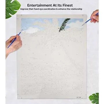 RMANA Acrylic Paint by Number Landscape On Canvas Art for Beginner Adults Students Teens Painting by Numbers DIY Arts Crafts Numero Advanced Abstract Sunny Beach Palm Tree Colorful Box Christmas Gift