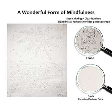 RMANA Acrylic Paint by Number Landscape On Canvas Art for Beginner Adults Students Teens Painting by Numbers DIY Arts Crafts Numero Advanced Abstract Sunny Beach Palm Tree Colorful Box Christmas Gift