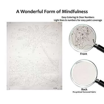 RMANA Acrylic Paint by Number Landscape On Canvas Art for Beginner Adults Students Teens Painting by Numbers DIY Arts Crafts Numero Advanced Abstract Sunny Beach Palm Tree Colorful Box Christmas Gift