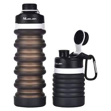 Muslish Collapsible Water Bottle - BPA Free Silicone for Travel