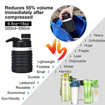 Muslish Collapsible Water Bottle for Travel - BPA Free Silicone