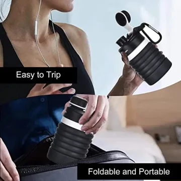 Muslish Collapsible Water Bottle for Travel - BPA Free Silicone