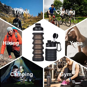 Muslish Collapsible Water Bottle for Travel - BPA Free Silicone