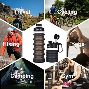 Muslish Collapsible Water Bottle for Travel - BPA Free Silicone
