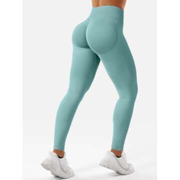 YEOREO Eileen Hidden Scrunch Butt Workout Leggings for Women Lifting Seamless Mid Low Waist 25" Gym Fitness Yoga Pants with Tummy Control Pistachio-S